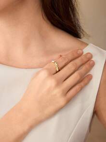 MOTF PREMIUM 韩版甜美钻石镶嵌星形戒指 - 金色 - 查看 9