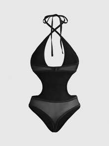 ROMWE Grunge Punk Punk Rock Music Festival Y2K Sequin Fabric Sexy Jumpsuit - Black - View 2