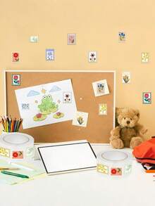 500PCS/Roll Flower Stamp Stickers Roll 10 Style Flower Aesthetic Stickers Waterproof Vinyl Stickers - Flower seal - View 4