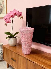 A Handcrafted 650ml Diamond-Studded Mug, Made With Double-Walled PS Plastic Straws, A Large-Capacity Creative 650ml Gemstone Diamond Mug, Handheld, Portable Pearl Mug [5 Styles Available] - Multicolor - View 7