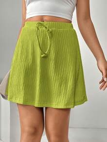 SHEIN Essnce 女士休闲百搭短裤套装 - 綠色 - 查看 4