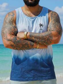 ResortEase Camiseta sin mangas de moda talla grande para hombres, adecuada para camisetas musculares de verano para hombres, tops de playa para hombres, tops de tirantes para hombres, camisetas musculosas para hombres, tops de tirantes para hombres, para vacaciones. Es excelente para parejas y hace una excelente idea de regalo para novios o esposos. - Azul - Ver 2