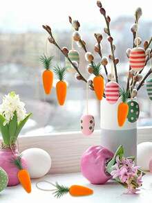 10/20Pieces Easter Carrot Hanging Ornaments Foam Carrot Hanging Ornaments Artificial Simulation Bubble Vegetable Tree Home Kitchen Party Decorations - Multicolor - View 4