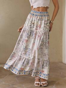 Swim Oasis Elegant Printed Woven Relaxed Skirt For Vacation - Multicolor - View 1