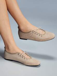 CUCCOO GRLICON Zapatos planos con cordones para mujer - Albaricoque - Ver 3