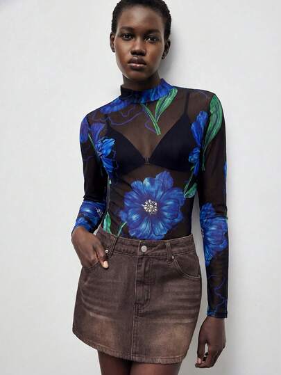 Maija Blusa básica casual de negocios para mujer, de ajuste ceñido y cuello redondo a lunares, elegante para el Día de San Patricio, Pascua, verano, fiestas, vacaciones, graduación, salidas casuales. Blusas transparentes, blusas con flores 3D, blusas negras transparentes, blusas con flores azules