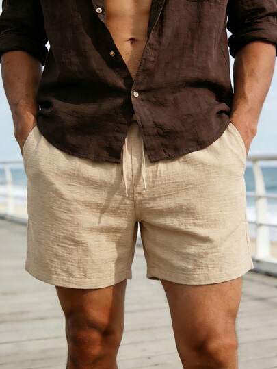 Manfinity Swimmode 男士纯色腰带口袋宽松沙滩短裤