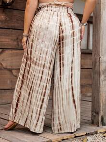 SHEIN CURVE+ Curve 尺码 US22 音乐节、海滨度假、波西米亚蜡染印花宽松阔腿休闲裤，波西米亚风格，女士西式服装，沙滩装，度假装 - 彩色 - 查看 3