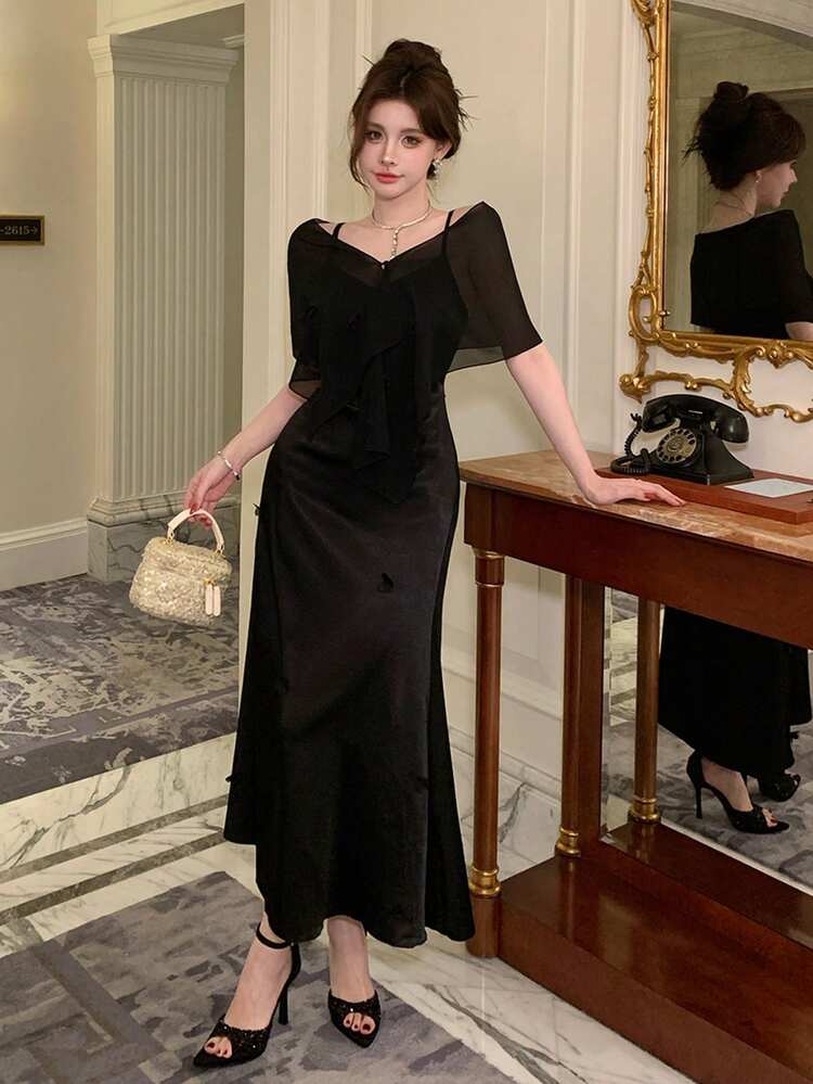 Women's Satin Dress, Elegant Long Dress Sundress