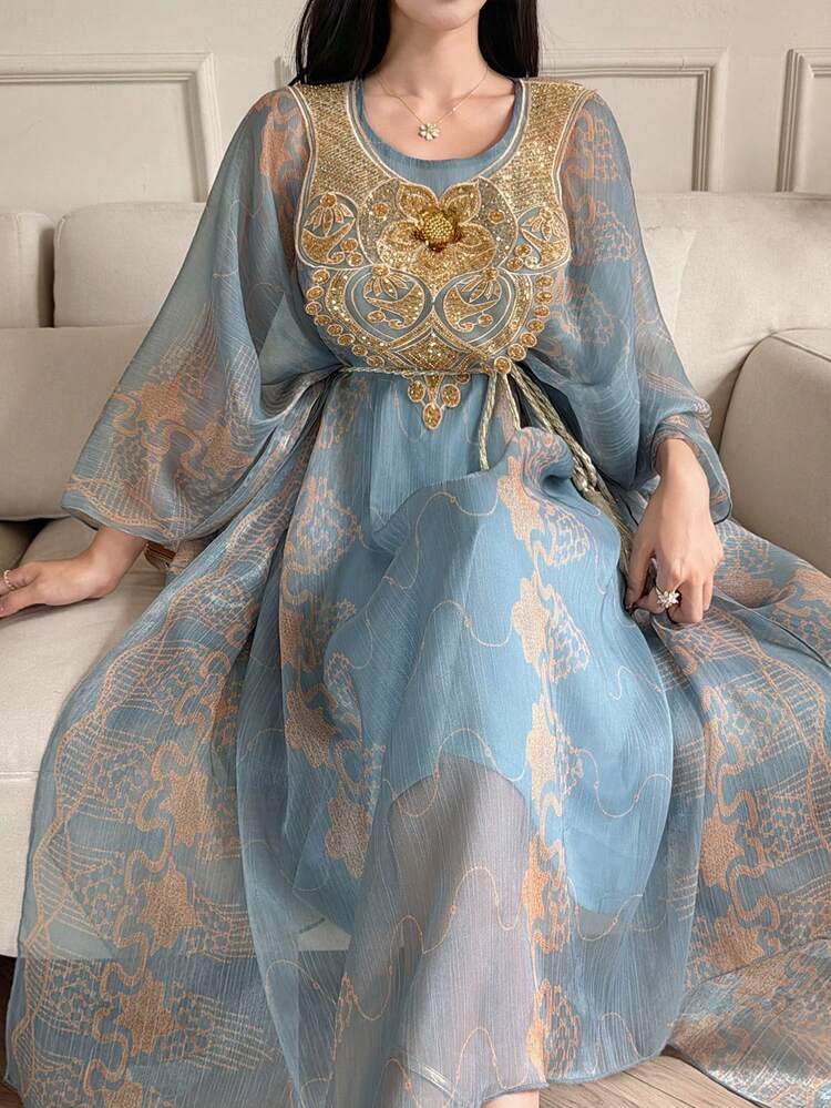 Women's Elegant Vintage Sequin Decorated Dress Boho