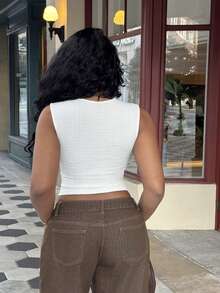 Alexandranx New Summer Versatile All-Match Texture Slim Top For Women, Fashionable Street Wear, Going Out Tops Casual - Apricot - View 2