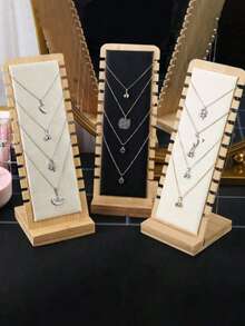 1pc/2pcs Creative Bamboo Necklace Display Stand, Fashionable Jewelry Organizer Back To School - One Size - View 1