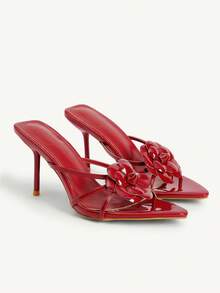 CUCCOO CHICEST Women Shoes Women Pointed Decal Design Everyday Versatile Stiletto High Heel Sandals - Red - View 1