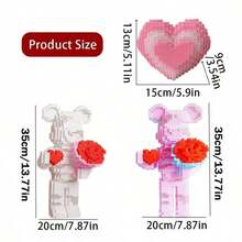 Đồ chơi xếp hình hình trái tim mới năm 2025, đồ chơi xếp hình trái tim tỏ tình, mô hình lắp ráp gấu bông cầm tay tỏ tình, quà tặng tỏ tình ngày Valentine, quà sinh nhật cho bạn gái, quà Giáng sinh bất ngờ. - Nhiều màu - Xem 5