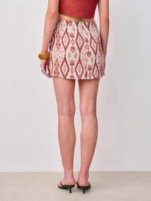 Nöista Mini Wrap Skirt In Jacquard Fabric. - Apricot - View 2