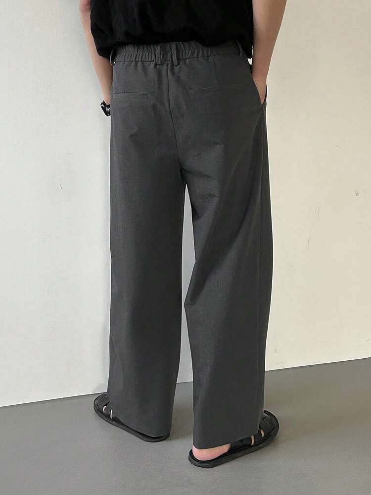 Men's Grey Long Suit Pants For Commuting, Spring