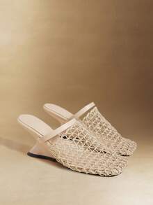 Rosivie Women's Fashion Square Toe Alien Heel High Heel Sandals - Apricot - View 2