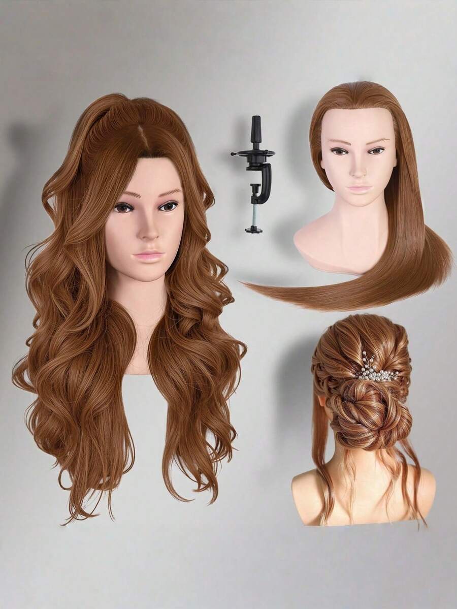 1 Piece Of 26 Inch 100% Blended Synthetic Fiber Wig, Gold DIY Bridal Hairstyle,Gift Grooming And Beauty Practice Wig - Multicolor - View 1