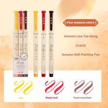 Bộ 3/6 bút lông đầu mềm, kiểu Trung Quốc, bút màu cổ điển, thích hợp để ghi chú và vẽ, bút viết tay, quà tặng học sinh nhân dịp tựu trường. - Bút trung tính - Xem 11