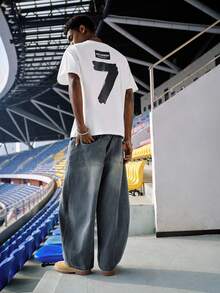 EVRINFINITE Men's Casual Fashion Street Printed Drop Shoulder Loose Breathable Short Sleeve T-Shirt, Summer - White - View 8