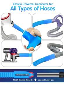1根烘干机排气管清洁软管，带弹性通用接头的烘干机绒毛吸尘器软管附件，烘干机排气管清洁工具，吸尘器软管，适用于大多数吸尘器 - 藍色 - 查看 3