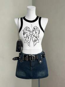 Lalippa Women's Round Neck Bow Print Casual Versatile Daily Wear Top - Multicolor - View 1