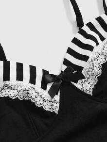ROMWE Y2K Piano Key Print Sexy Camisole Top For Women - Black - View 3