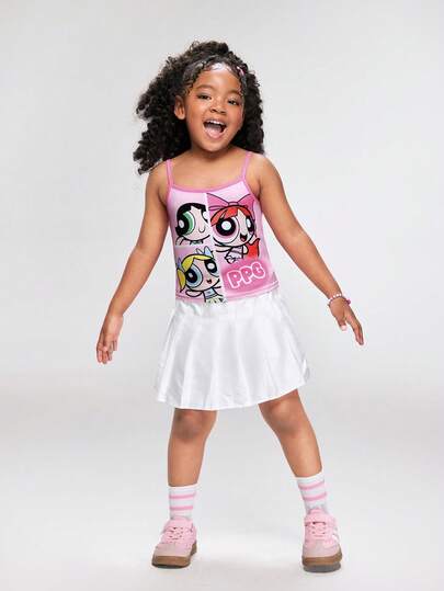 THE POWERPUFF GIRLS X SHEIN Tecknat tryck Casual Camisole för ung flicka