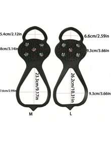1 Pair 8 Tooth Anti Slip Ice Claws Lightweight Silicone For Skating Hiking Snow Walking Winter Outdoor Safety Gear Non Slip Traction Spikes - Black - View 6