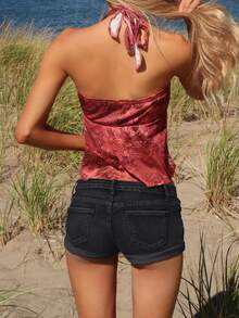 Sydney Algeri High Street Denim Shorts - Black - View 2