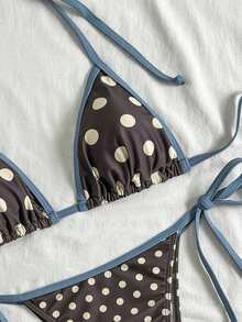 Elavelle Women's Random Print Halter Bikini Set, Spring/Summer - Multicolor - View 6