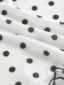 SHEIN MOD Women's Polka Dot Twist Design Casual Versatile Daily Wear Blouse - White - View 5