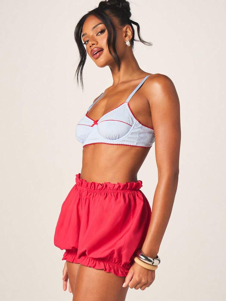 MISSGUIDED Women's High Rise Ruffle Hem Bloomer Shorts With Elastic Waist And Gathered Cuffs For Summer Casual Wear