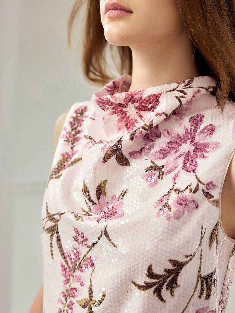 WOMEN'S PRINTED & SEQUIN EMBROIDERED CASUAL CHIC OUTFIT, SPRING/SUMMER