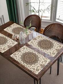 Set di 1/4/6 tovagliette da tavola con stampa mandala bohémien - Decorazione per cucina e sala da pranzo - Rivestimento in lino, decorazione per la casa, decorazione per feste - Multicolore - Visualizzare 5