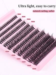 200 Large Capacity Eyelash Cluster, 50D Cluster False Eyelashes, Ultra Dense Single Eyelash Cluster Slender Suitable For Beginners At Home. 0.07mm D Curled 8-16mm Mixed Natural Eyelash Extension, 50P Cluster Dense Cluster False Eyelasheslash Clusters - Black - View 5