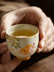 Bộ 1/2/6 tách trà gốm sứ tro cỏ, tách trà đen họa tiết cá chép, tách trà Gongfu, tách nếm trà, tách trà dùng trong gia đình và tiếp khách. - Nhiều màu - Xem 3