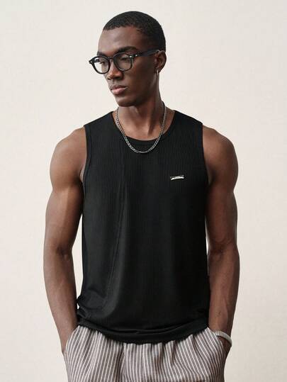 STYNVO Men's Casual Loose Fit Crew Neck Tank Top Black Tanktop Men Men Sleeveless Tops Men Tanks Tops Men Black Vest Sleeveless Tee