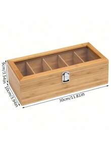 1pc Wooden Tea Bag Storage Box - Multifunctional Tea Cabinet With Shelves For Coffee And Tea Bags, Desktop Organizer Display Box - Khaki - View 10