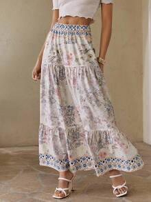 Swim Oasis Elegant Printed Woven Relaxed Skirt For Vacation - Multicolor - View 4