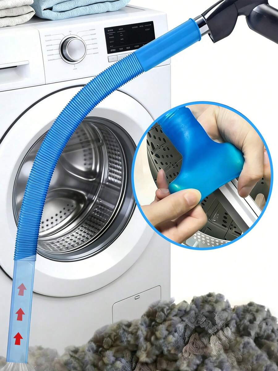 1根烘干机排气管清洁软管，带弹性通用接头的烘干机绒毛吸尘器软管附件，烘干机排气管清洁工具，吸尘器软管，适用于大多数吸尘器 - 藍色 - 查看 1