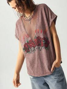 Bohemela Camiseta de cuello redondo de punto de unicolor estilo occidental lavada para mujer, verano - Marrón - Ver 5