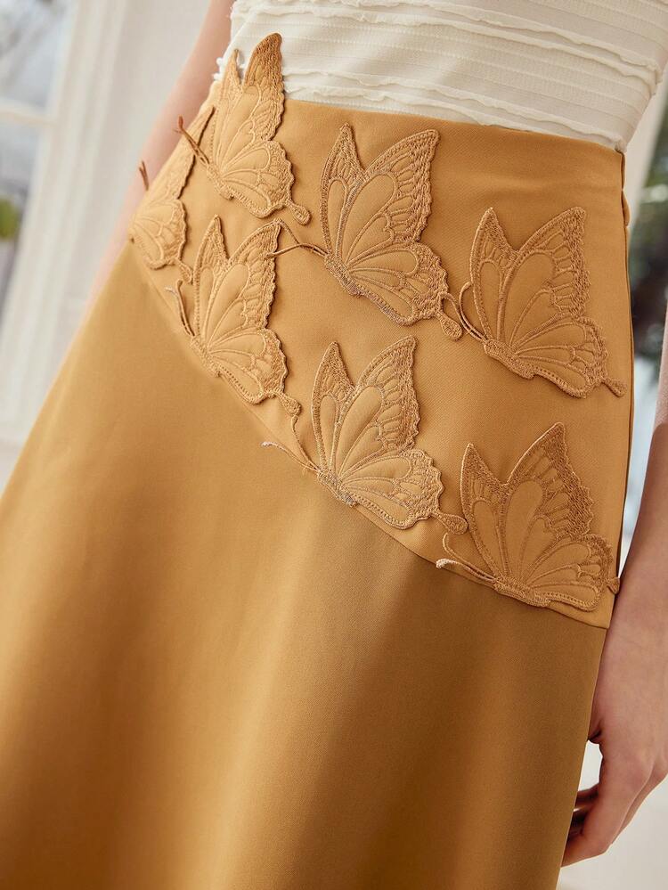 WOMEN'S ROMANTIC BUTTERFLY EMBROIDERED SKIRT, SPRING/SUMMER
