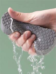1pc Universal 3D Embossed Loofah Sponge, Body Cleaning Tool - Grey - View 3