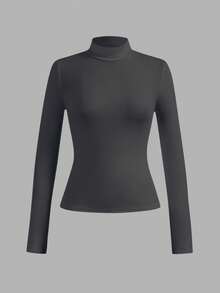 SHEIN Essnce Bộ 4 áo len cổ lọ nhiều lớp màu trơn đơn giản, dáng ôm vừa vặn dành cho nữ, mùa thu/đông - Nhiều màu - Xem 7