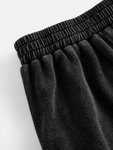 Girlism Conjunto de 2 piezas para niñas preadolescentes, camiseta de manga corta ajustada con bordado de letras emparejada con pantalones de punto de pierna ancha suelta - Negro - Ver 7