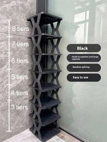 Space Saving 9-Layer Vertical Shoe Rack - Narrow Plastic Shoe Rack That Can Store 9 Pairs Of Shoes, Easy To Assemble, Ideal For Entrances, Wardrobes, Corridors, Bathrooms, And Dormitories - Sturdy , Stackable Design, Shoe Storage And Organizing Rack - Multicolor - View 6