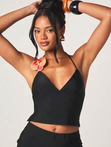 MISSGUIDED Black Halter Neck Crop Top And Bodycon Mini Skirt Two Piece Coord Set With Backless Tie Detail - Black - View 5