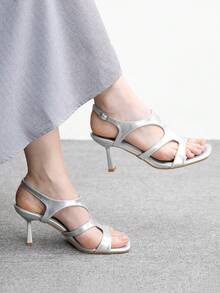 CUCCOO BIZCHIC Giày sandal cao gót dành cho nữ - Bạc - Xem 5