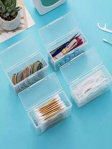 10pcs/8pcs/4pcs Transparent Flip Cover Plastic Storage Box, Makeup Brush, Toothpick, Card Holder, Organizer - Clear - View 6